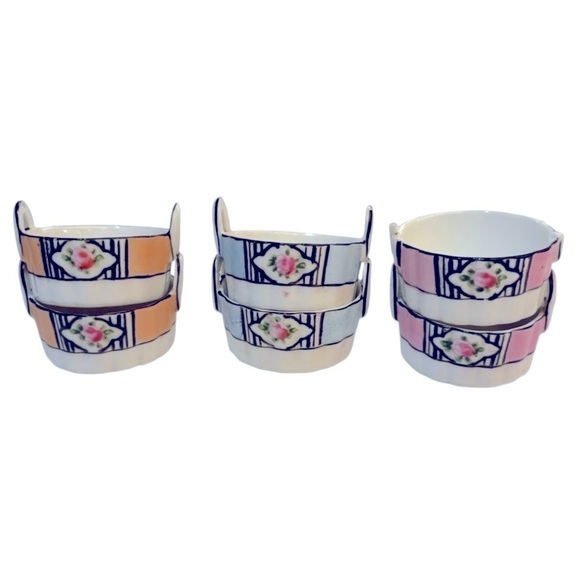 Noritake Other - Noritake Floral salt cellars/dip cups/egg holder pink blue peach dinnerware